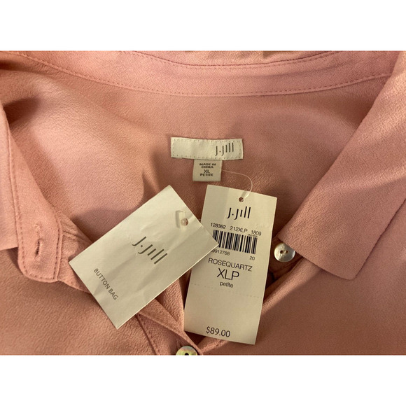 J. Jill NEW Pink Ros Quartz Rayon Long Sleeve Button Front Shirt Size XLP - Picture 4 of 4